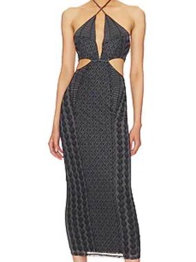 AFRM Black Halter Cutout Midi Dress